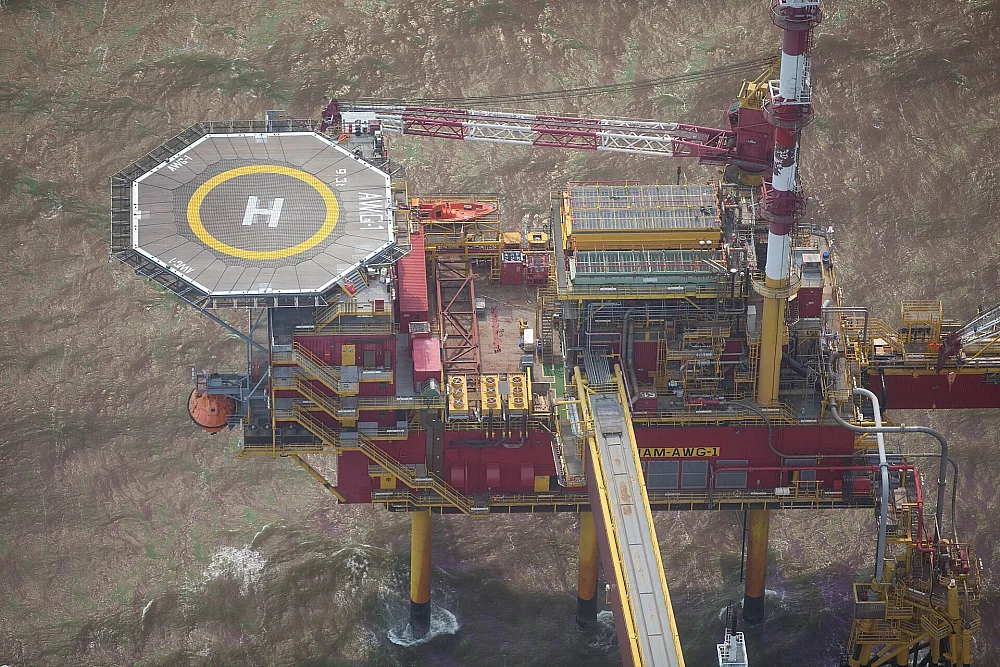 Aerial view of an offshore production platform